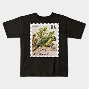 Kakapo New Zealand Stamp Print Kids T-Shirt